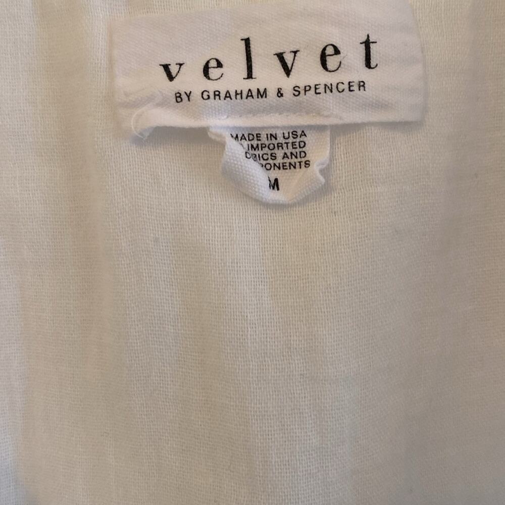 velvet by Graham & Spencer white long sleeve white cotton pullover shirt - Picture 2 of 6